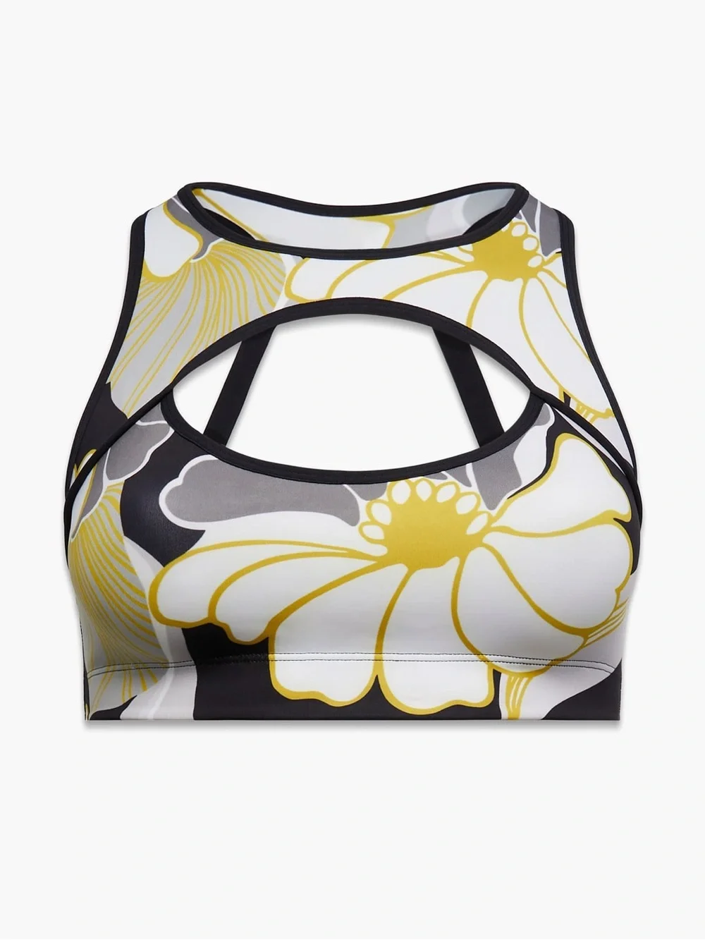 Savage Fenty High-Neck Cutout Sports Bra - Black, WhiteYellow Floral sz XL NWT
